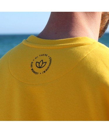 Klassisches Sweatshirt, surf Sweatshirt, Sweatshirt herren, Rundhalsausschnitt Sweatshirt, Bio-Baumwolle Sweatshirt gelb