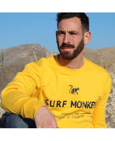 Klassisches Sweatshirt, surf Sweatshirt, Sweatshirt herren, Rundhalsausschnitt Sweatshirt, Bio-Baumwolle Sweatshirt gelb