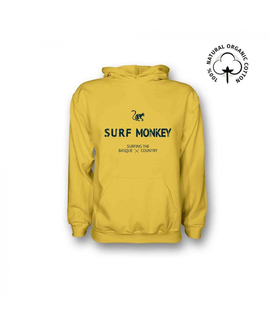 Ã–ko-Sweatshirt mit Kapuze, Hoodie herren, Bio-Baumwolle hoodie, Surf hoodie, Herren Pullover, Hoodie, Kapuzenpullover gelb