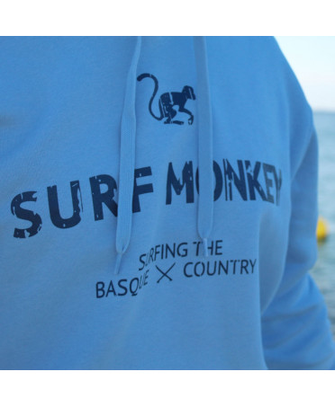 Surf Monkey Sudadera AlgodÃ³n orgÃ¡nico azul GOTS con diseÃ±o estampado en  el pecho para hombre - surfing the basque country Talla L