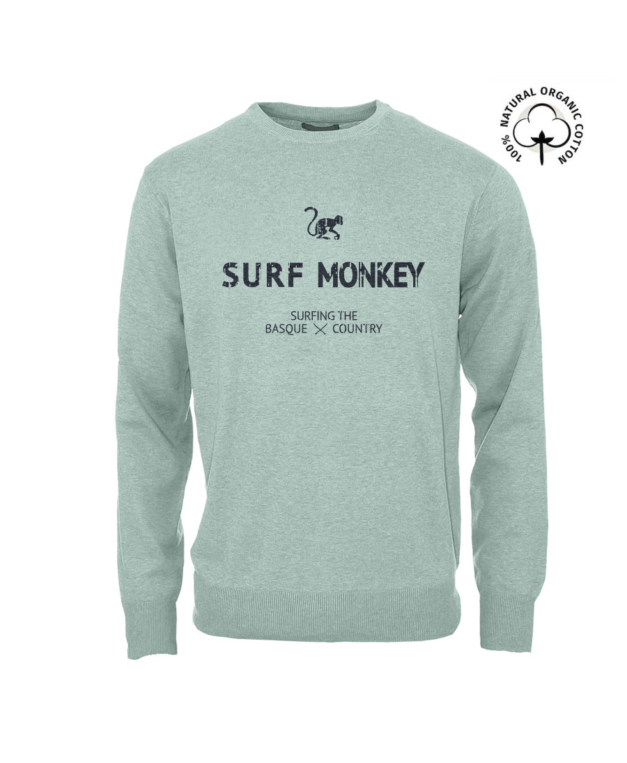 Klassisches Sweatshirt, surf Sweatshirt, Sweatshirt herren, Rundhalsausschnitt Sweatshirt, Bio-Baumwolle Sweatshirt SalbeigrÃ¼n