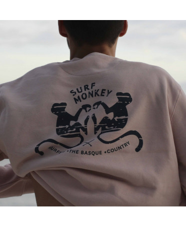 Surf Monkey Sudadera AlgodÃ³n orgÃ¡nico rosa con diseÃ±o estampado