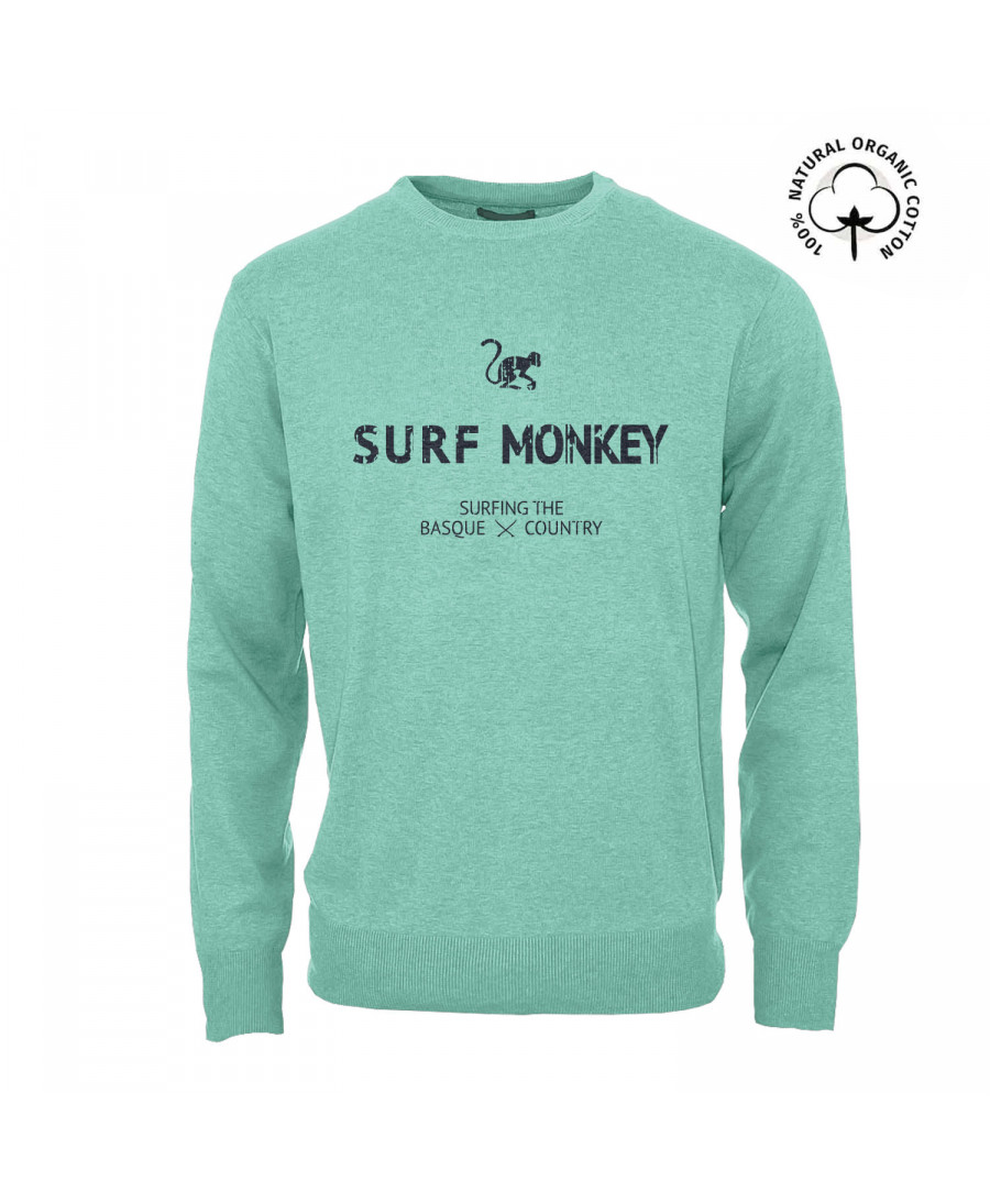 Surf Monkey Sudadera AlgodÃ³n orgÃ¡nico azul GOTS con diseÃ±o