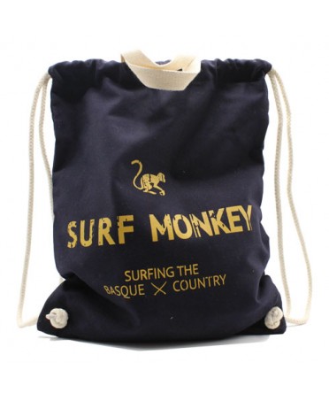 Surf Monkey 12L Marine Sack Motxila - Itsas urdin orraztutako kotoizko motxila - Ehun iraunkorra - 37 x 46 cm neurriak